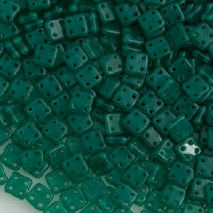 CzechMates 6mm Four Hole Quadratile Atlantis Green Beads 15g (52060)