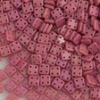 CzechMates 6mm Four Hole Quadratile Coral Pink Beads 8g Tube (74020)