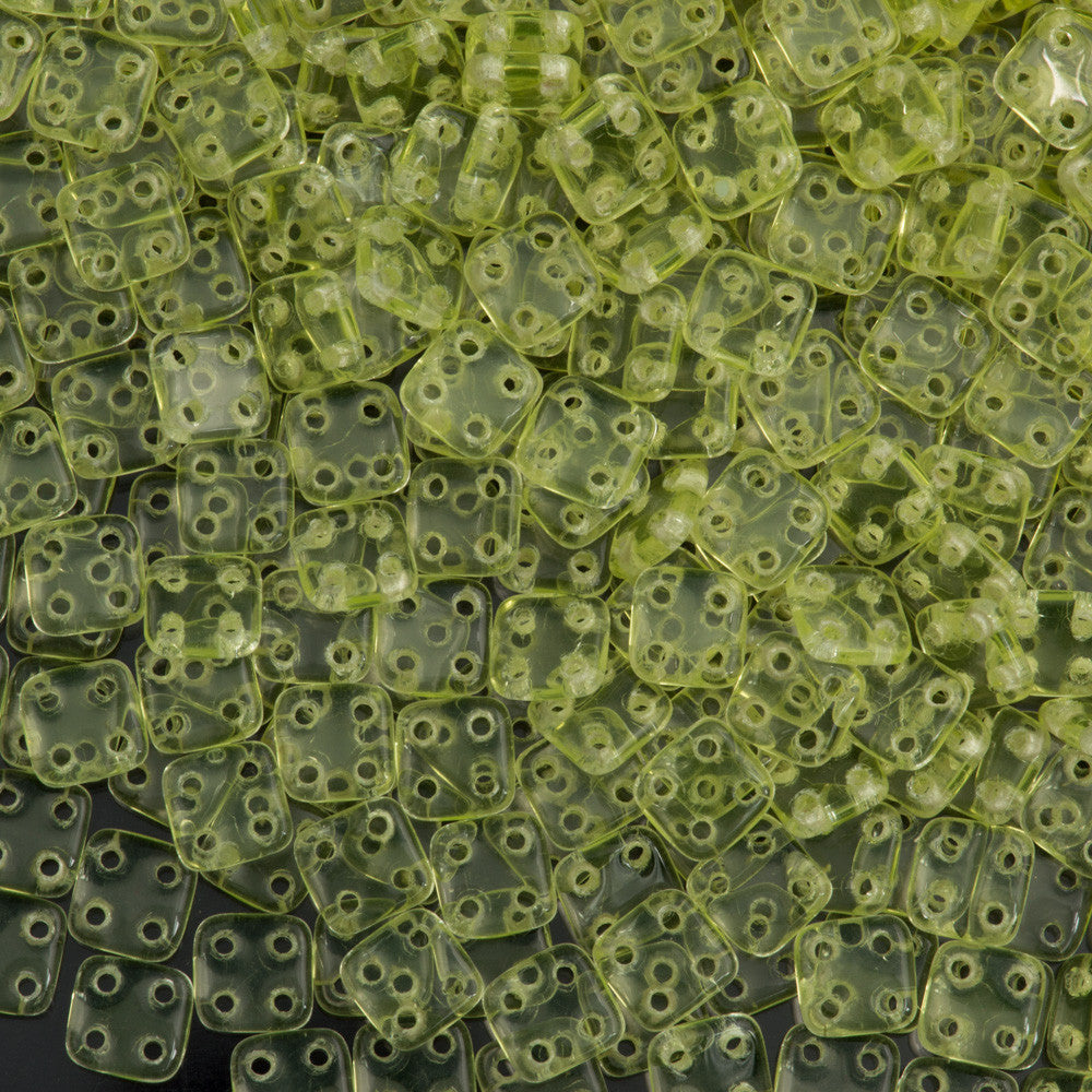 CzechMates 6mm Four Hole Quadratile Jonquil Beads 15g (80130)