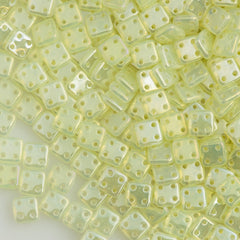 CzechMates 6mm Four Hole Quadratile Lemon Luster Iris Beads 8g Tube (81000LR)