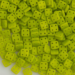 CzechMates 6mm Four Hole Quadratile Matte Chartreuse Beads 15g (84020M)