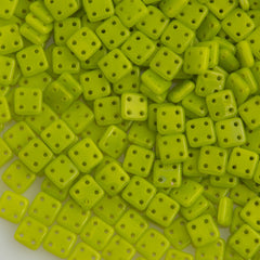 CzechMates 6mm Four Hole Quadratile Chartreuse Beads 15g (84020)