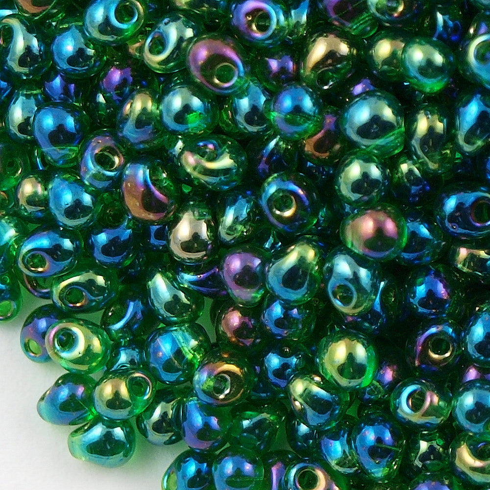Miyuki Drop Fringe Seed Bead Transparent Green AB 24g Tube (179)