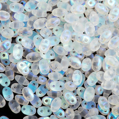 MiniDuo 2x4mm Two Hole Beads Matte Crystal AB 8g Tube (00030MX)