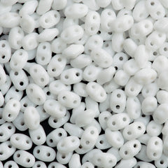 MiniDuo 2x4mm Two Hole Beads Opaque White 8g Tube (03000)