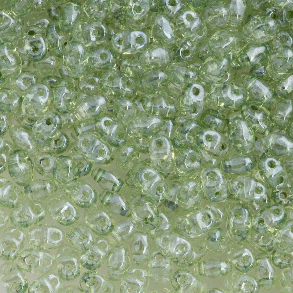 MiniDuo 2x4mm Two Hole Beads Prairie Green Luster 8g Tube (14457)