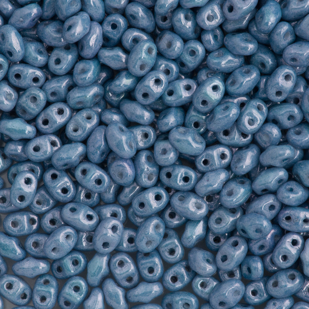 MiniDuo 2x4mm Two Hole Beads Opaque Blue Luster 8g Tube (14464P)