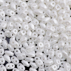 MiniDuo 2x4mm Two Hole Beads Pastel Snow White 8g Tube (25001)