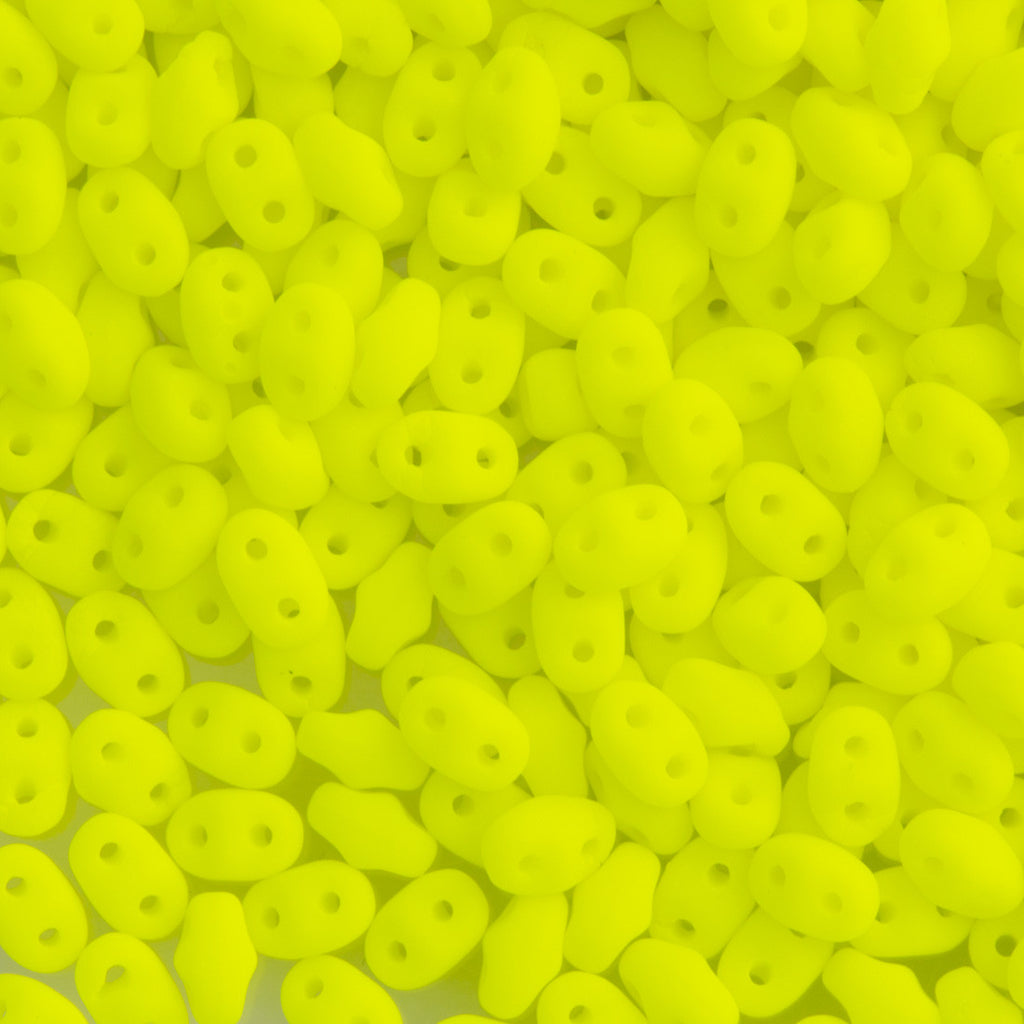 MiniDuo 2x4mm Two Hole Beads Neon Yellow 8g Tube (25121)
