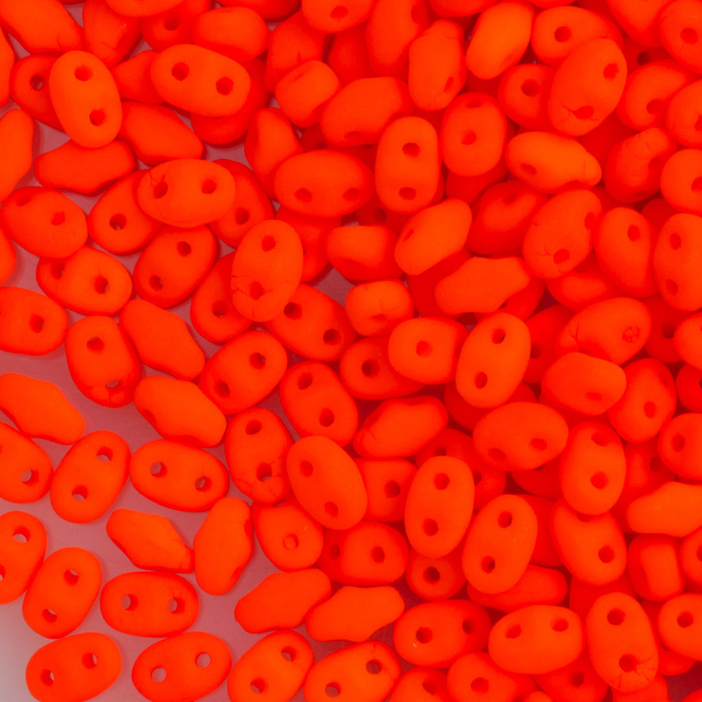 MiniDuo 2x4mm Two Hole Beads Neon Orange 8g Tube (25122)