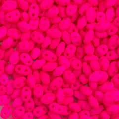 MiniDuo 2x4mm Two Hole Beads Neon Pink 8g Tube (25123)