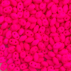 MiniDuo 2x4mm Two Hole Beads Neon Pink 8g Tube (25123)