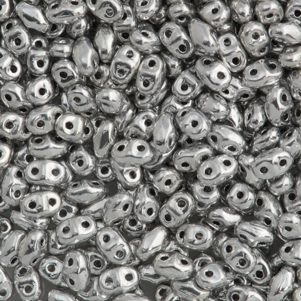 MiniDuo 2x4mm Two Hole Beads Silver 8g Tube (27000)