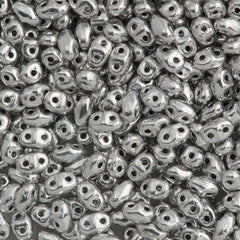 MiniDuo 2x4mm Two Hole Beads Silver 8g Tube (27000)