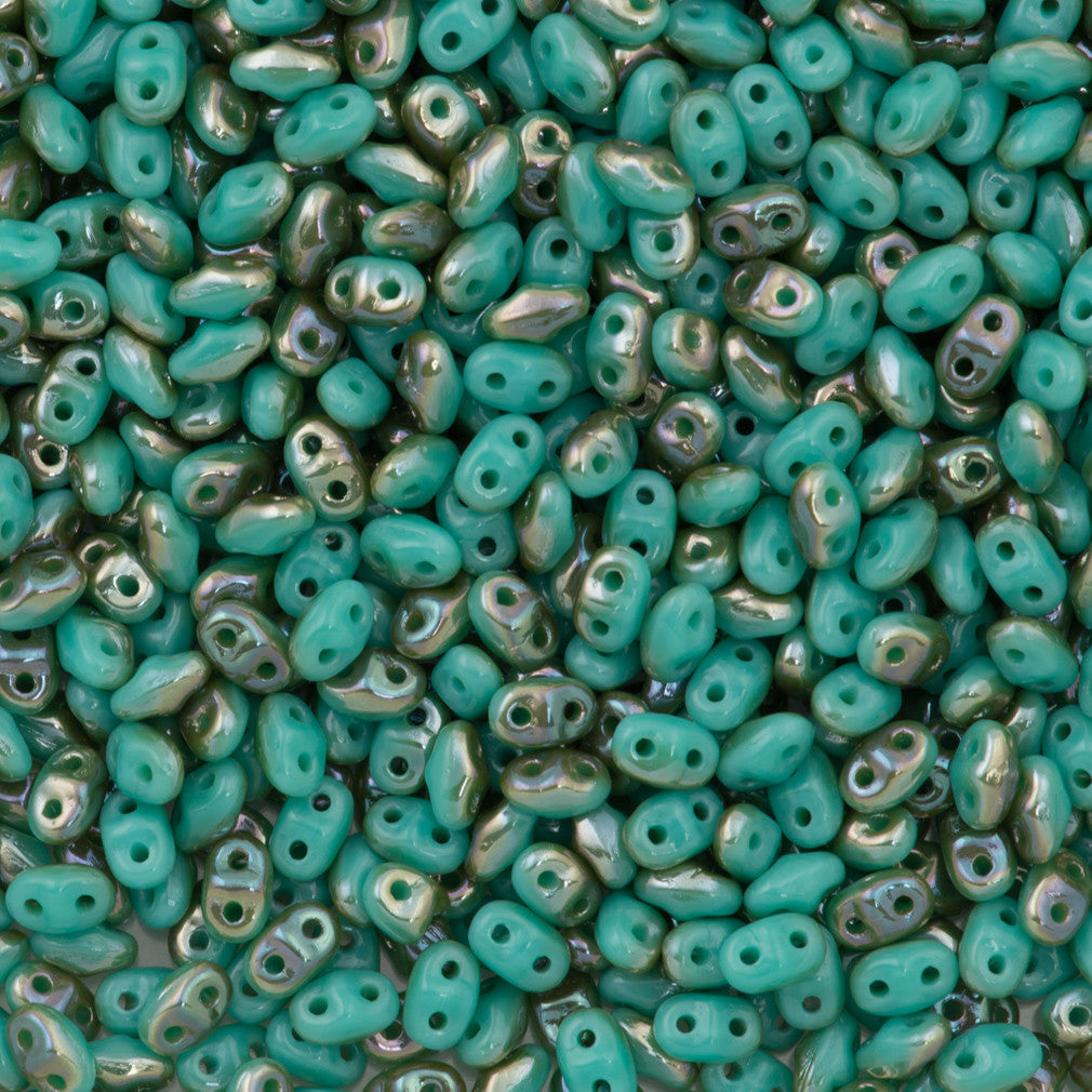 MiniDuo 2x4mm Two Hole Beads Opaque Turquoise Celsian 8g Tube (63130Z)