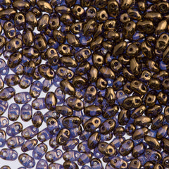 MiniDuo 2x4mm Two Hole Beads Tanzanite Bronze 8g Tube (90215B)