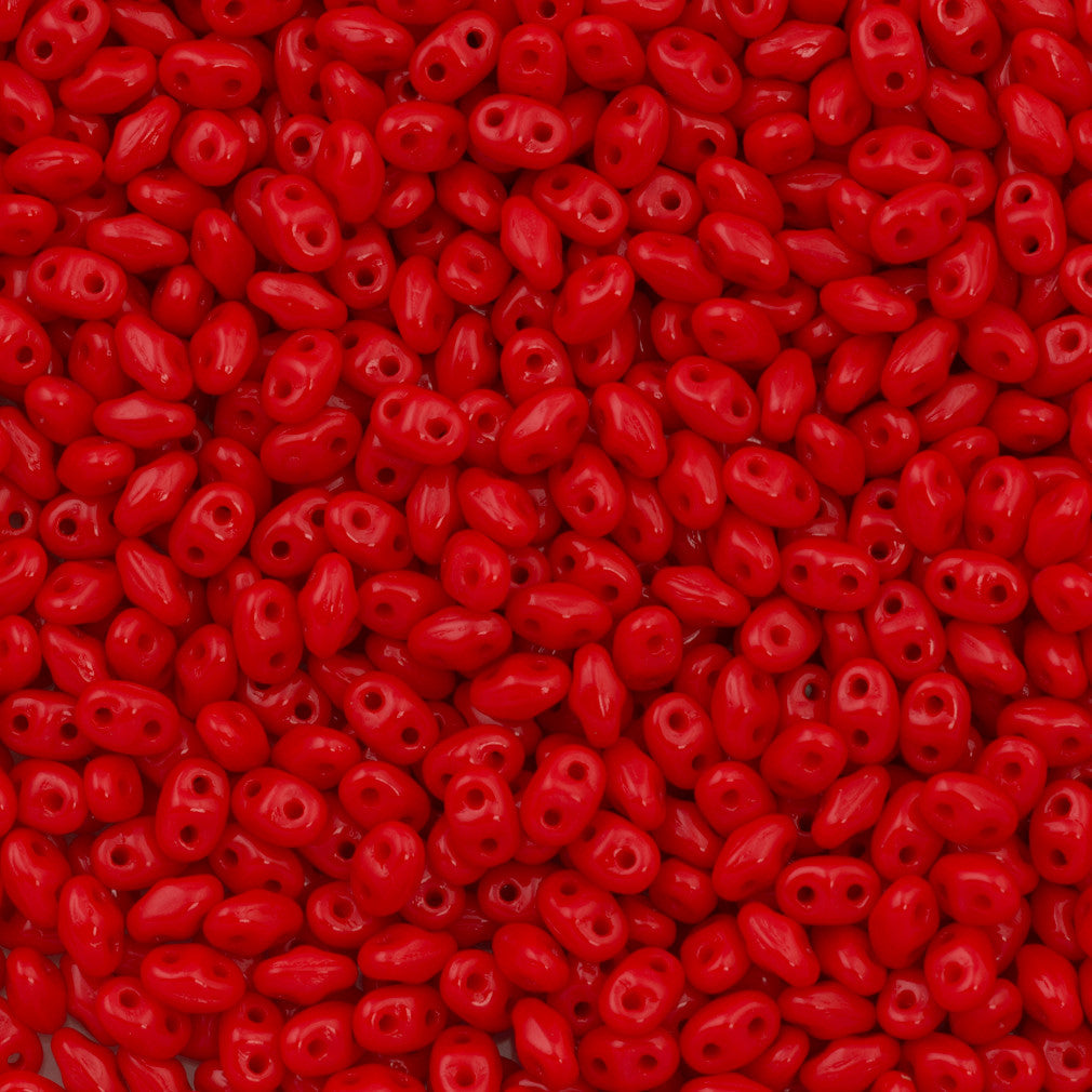 MiniDuo 2x4mm Two Hole Beads Opaque Red 8g Tube (93200)