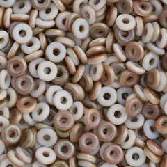 Czech O Beads Matte White Brown Celsian 15g (03000BZ)