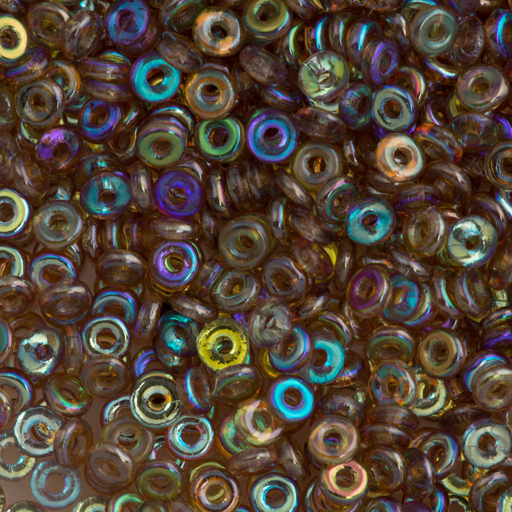 Czech O Beads Crystal Brown Rainbow 7.9g Tube (98532)