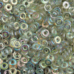 Czech O Beads Crystal Green Rainbow 7.9g Tube (98539)