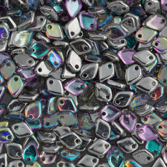 Czech Dragon Scale Beads Crystal Silver Rainbow 9g Tube (98530)