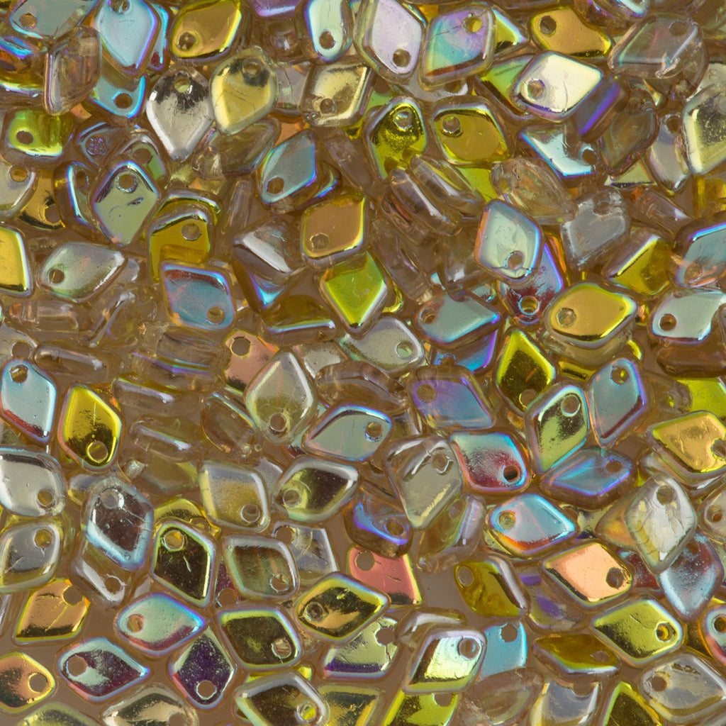 Czech Dragon Scale Beads Crystal Lemon Rainbow 9g Tube (98534)