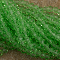 100 Faceted Round 4mm Prairie Green Beads
