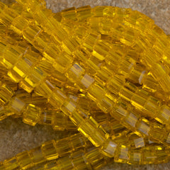 100 Faceted Cube 4mm Butterscotch Beads