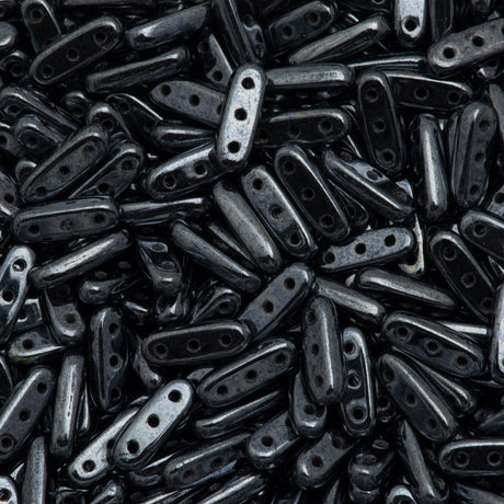 CzechMates Three Hole Beam Beads Hematite 7.7g Tube (14400)