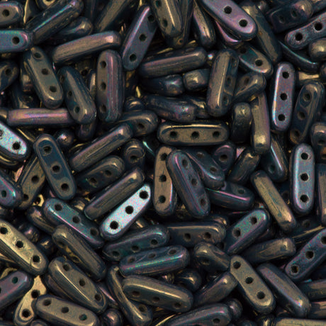 CzechMates Three Hole Beam Beads Oxidized Bronze 15g (15765)