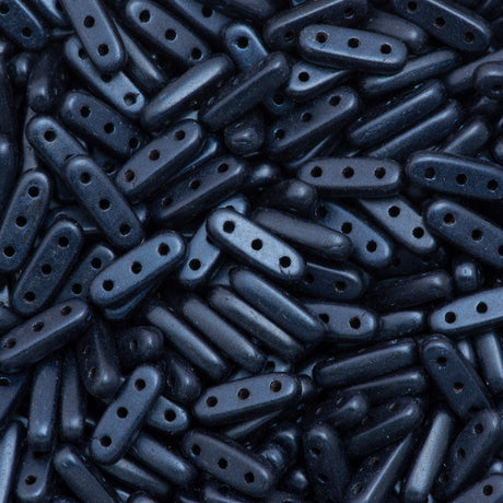 CzechMates Three Hole Beam Beads Metallic Suede Dark Blue 7.7g Tube (79032)