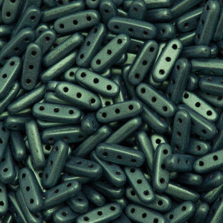 CzechMates Three Hole Beam Beads Metallic Suede Light Green 7.7g Tube (79051)