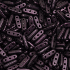 CzechMates Three Hole Beam Beads Metallic Suede Dark Plum (79083)