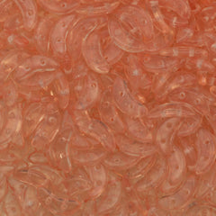 CzechMates 3x10mm Two Hole Crescent Transparent Rose Quartz Beads 15g (00050S)
