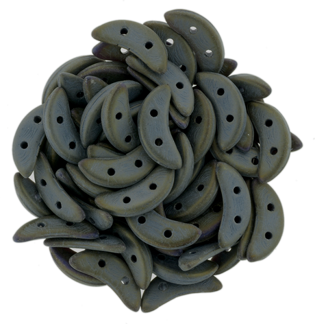 CzechMates 3x10mm Two Hole Crescent Matte Brown Iris Beads 15g (21115)