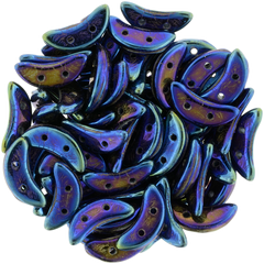 CzechMates 3x10mm Two Hole Crescent Blue Iris Beads 8.5g Tube (21435)