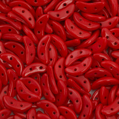 CzechMates 3x10mm Two Hole Crescent Opaque Red Beads 8.5g Tube (93200)