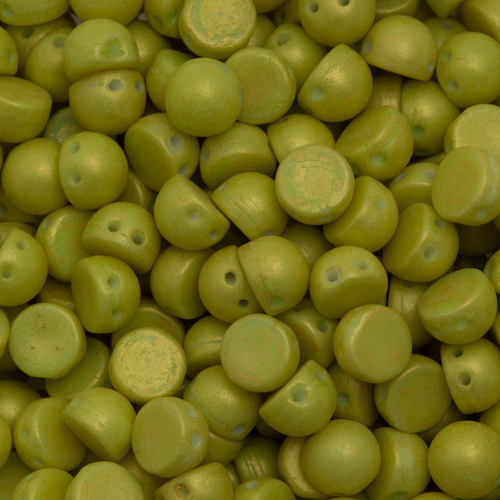 CzechMates 7mm Cabochon Two Hole Beads Pacifica Honeydew 15g (10100PS)