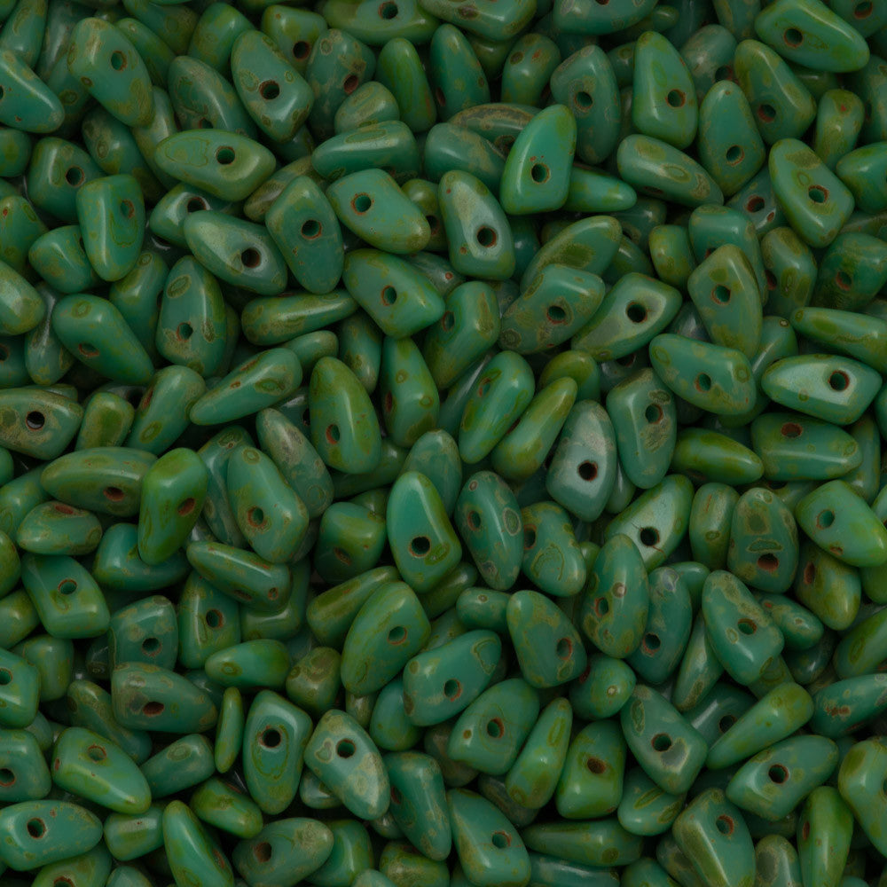 CzechMates Prong Beads Opaque Turquoise Picasso 15g (63130T)