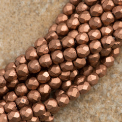 100 Czech Fire Polished 2mm Round Bead Matte Metallic Bronze Copper (01780K)