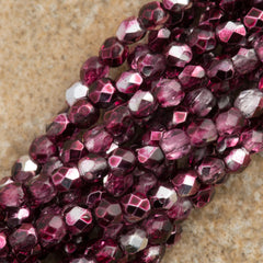 100 Czech Fire Polished 2mm Round Bead Flash Pearl Crystal (00030SC)