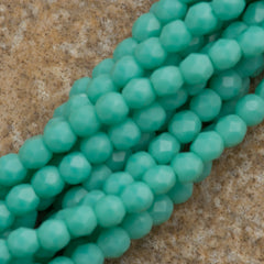 100 Czech Fire Polished 2mm Round Bead Matte Turquoise (63130M)