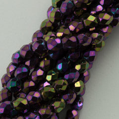 100 Czech Fire Polished 2mm Round Bead Purple Iris (21495)