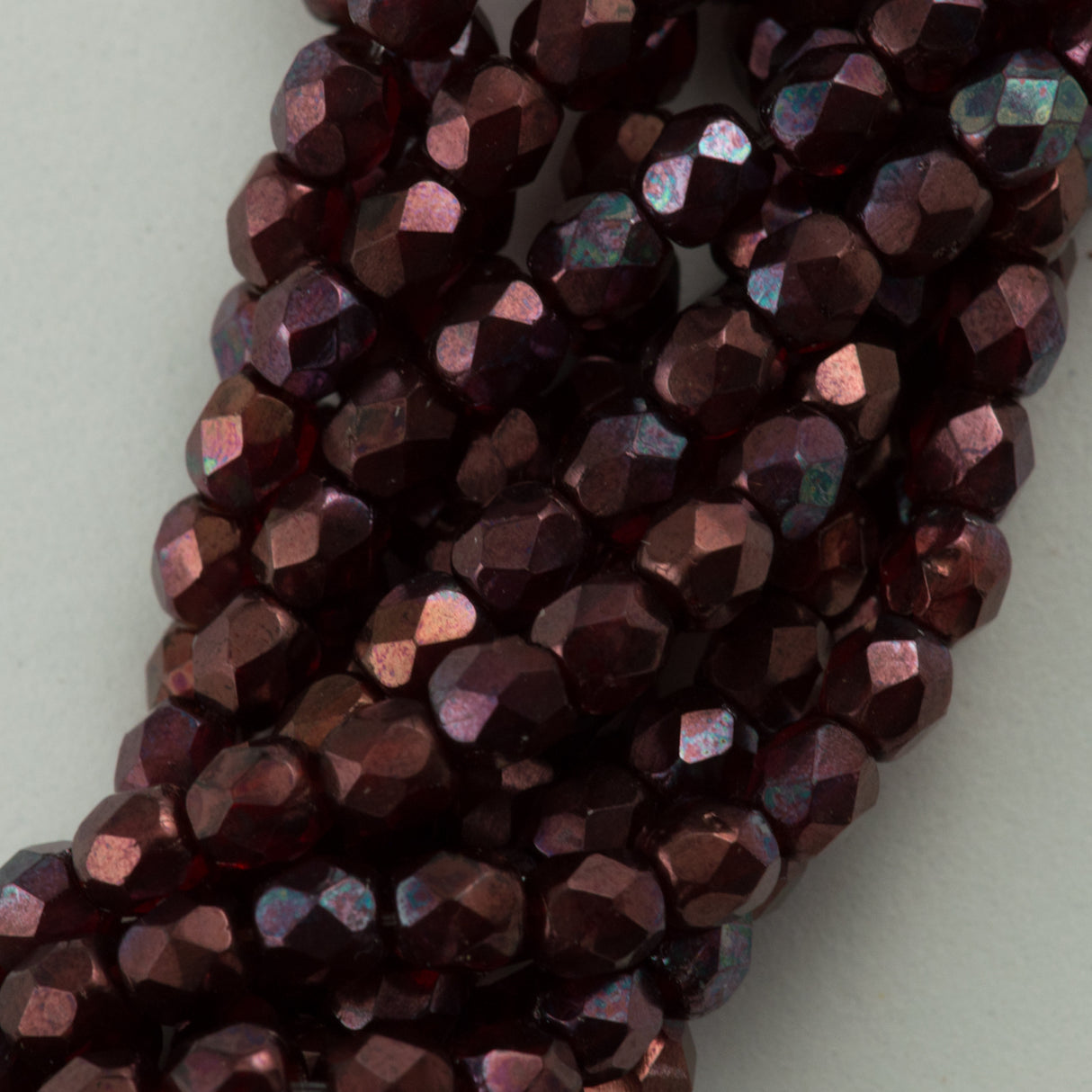 100 Czech Fire Polished 4mm Round Bead Siam Ruby Vega (90080E)