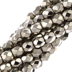 100 Czech Fire Polished 3mm Round Bead Nickel Plated (00030NI)
