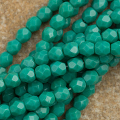 100 Czech Fire Polished 3mm Round Bead Dark Turquoise (63150)