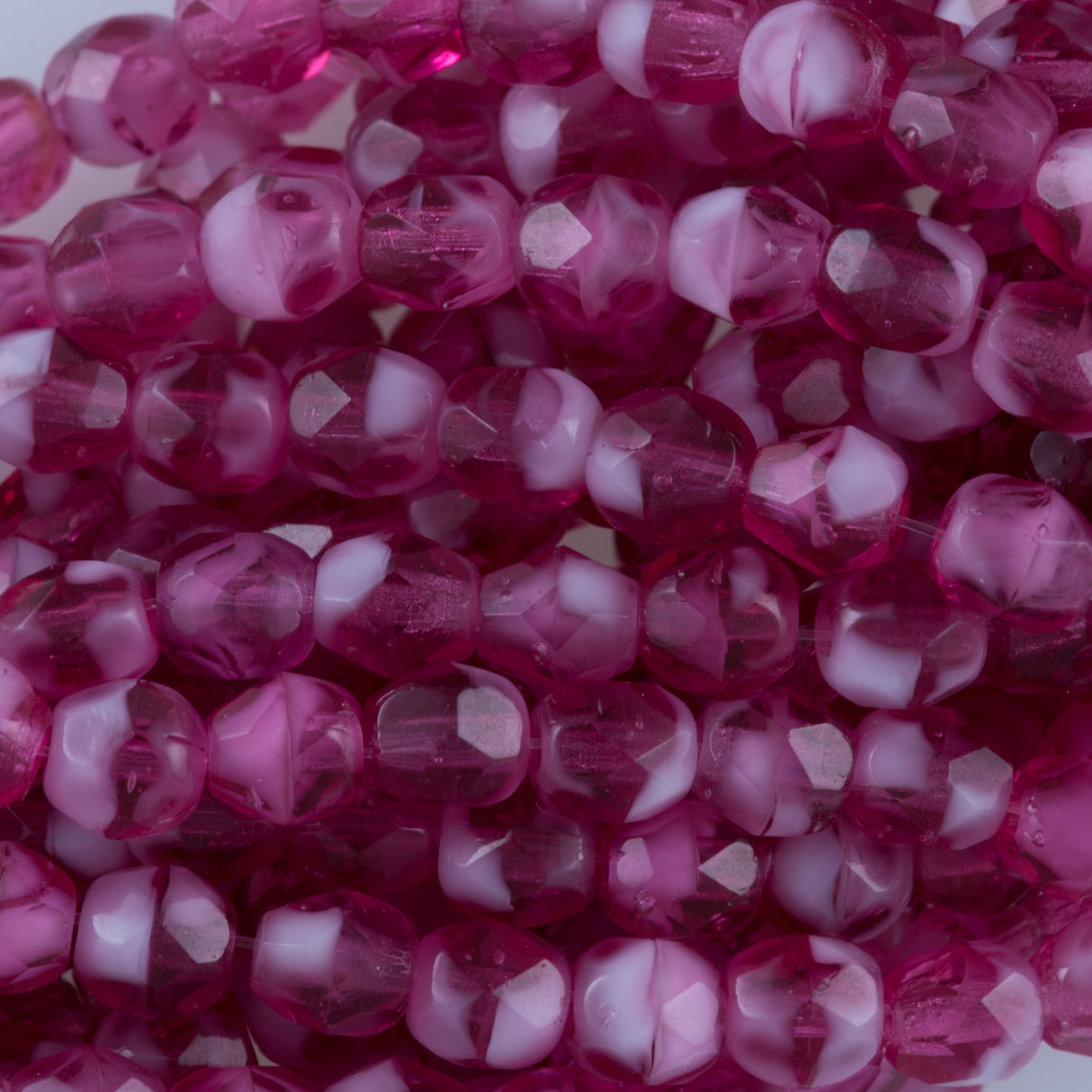 100 Czech Fire Polished 4mm Round Bead Pearl Fuchsia (67080)