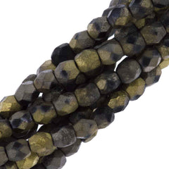 80 Czech Fire Polished 4mm Round Bead Matte California Graphite (98847)