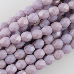 50 Czech Fire Polished 6mm Round Bead Light Coral Lavender (23010)