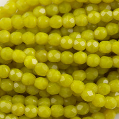 50 Czech Fire Polished 6mm Round Bead Chartreuse (84020)
